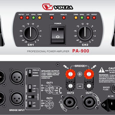 VOLTA PA-900 Усилитель мощности двухканальный. Мощность (8/4/2 Ом)  - 2х500 Вт/ 2х850 Вт/ 2х1300 Вт. 2U-19", 23кг - Звуковое и световое оборудование, музыкальные инструменты.